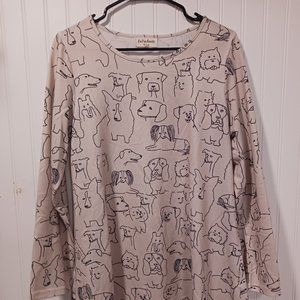 La Vie Lente Medium Long Sleeve Dog Top High Low Beige